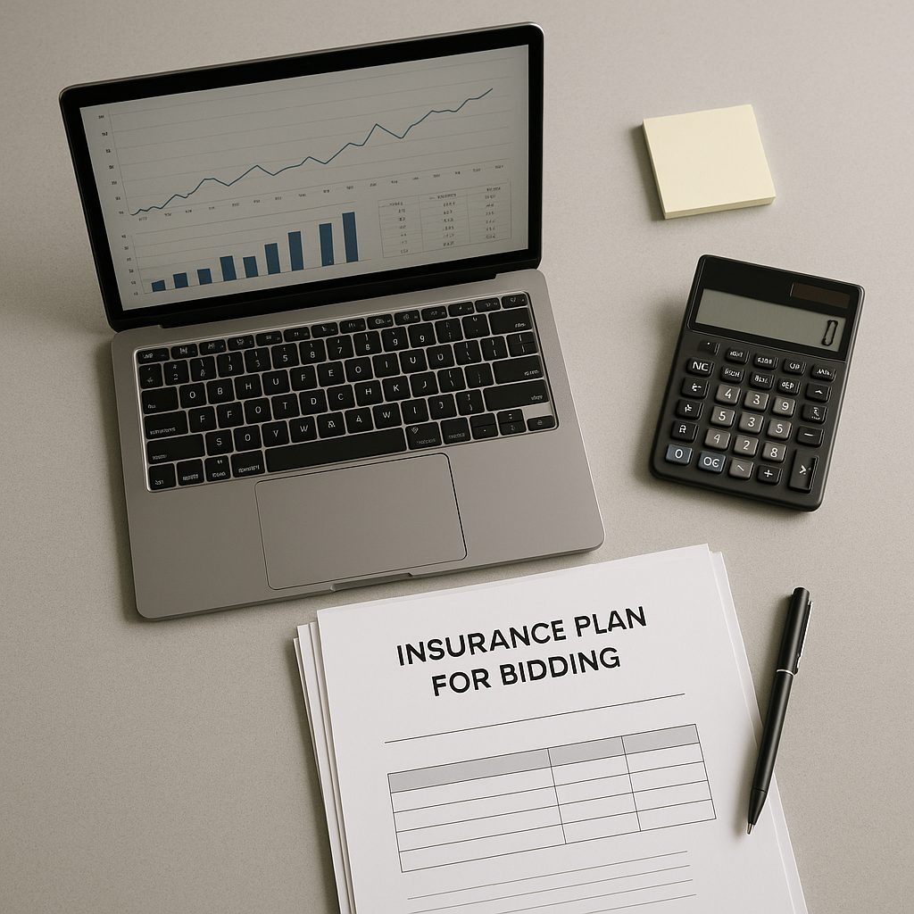 公共工事の入札を見据えた、戦略的な保険設計とシミュレーションの様子